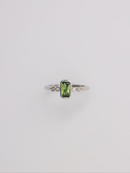 Platinum Australian Green Sapphire and Diamond Ring