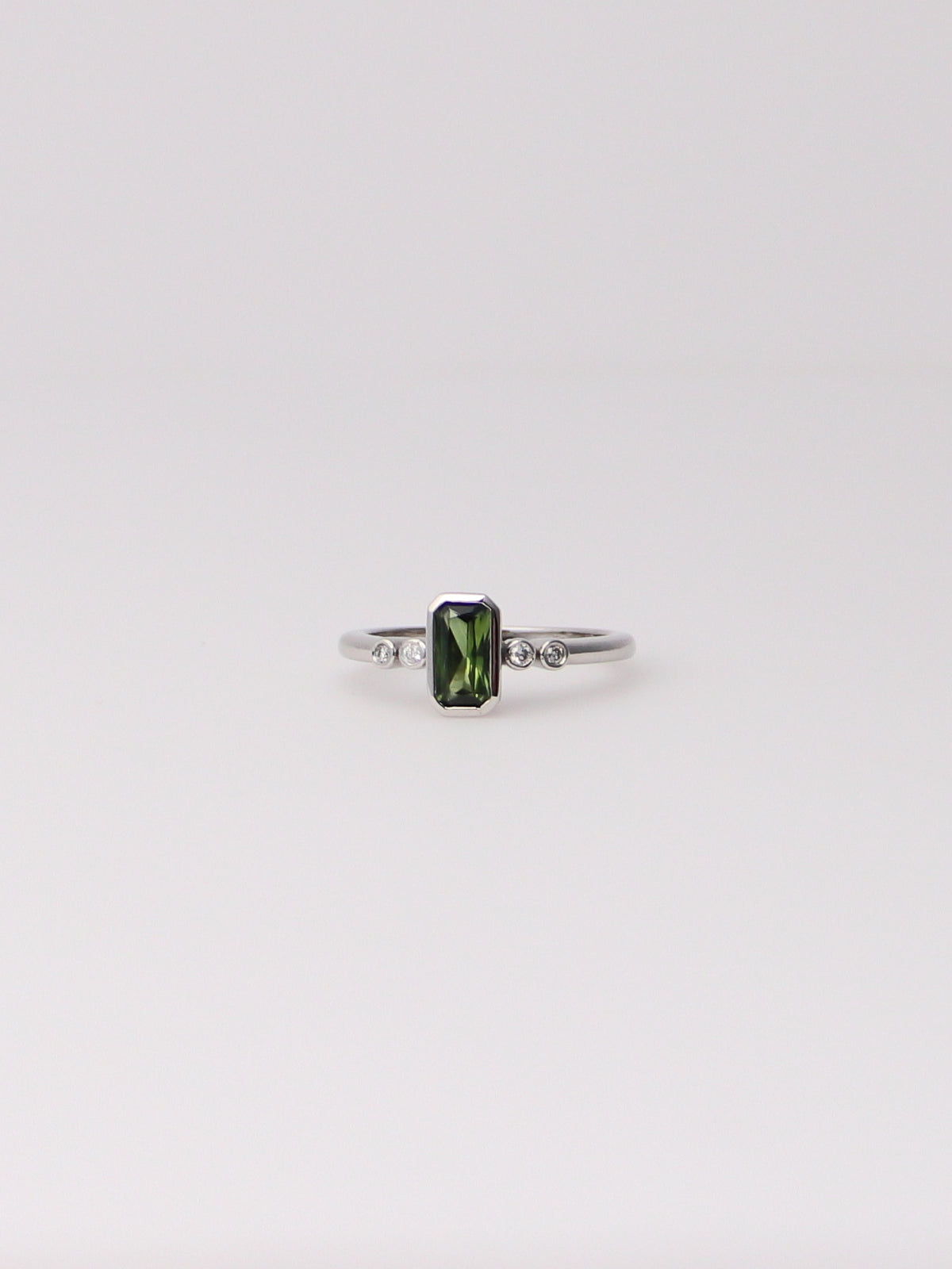 Platinum Australian Green Sapphire and Diamond Ring