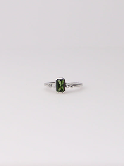 Platinum Australian Green Sapphire and Diamond Ring