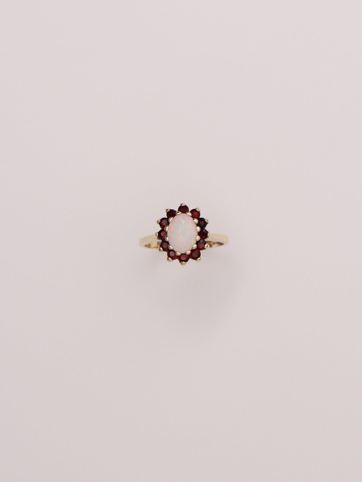 10K Yellow Gold Opal and Garnet Ring
