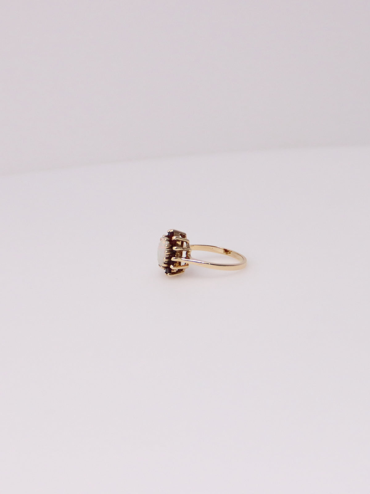 10K Yellow Gold Opal and Garnet Ring