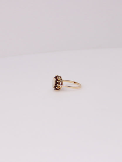 10K Yellow Gold Opal and Garnet Ring