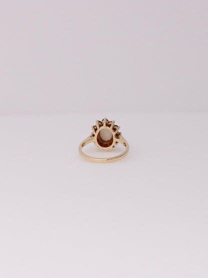 10K Yellow Gold Opal and Garnet Ring