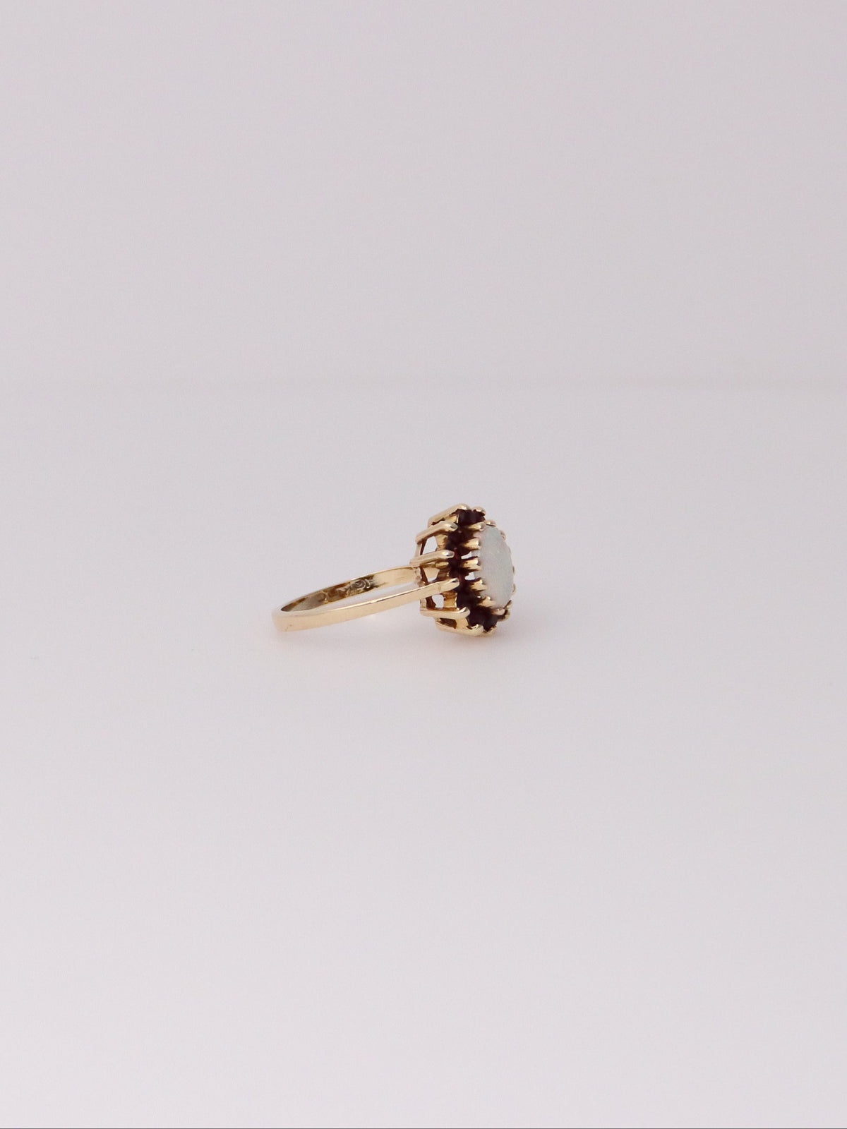 10K Yellow Gold Opal and Garnet Ring