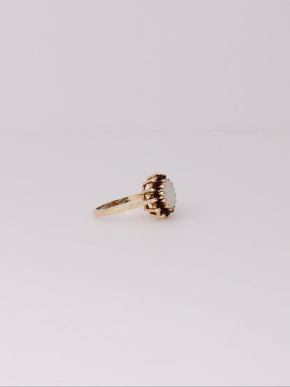 10K Yellow Gold Opal and Garnet Ring