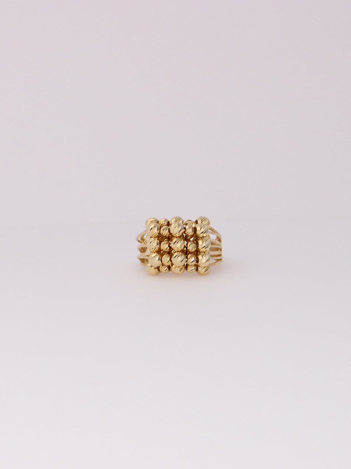 14K Yellow Gold Moon Bead Ring