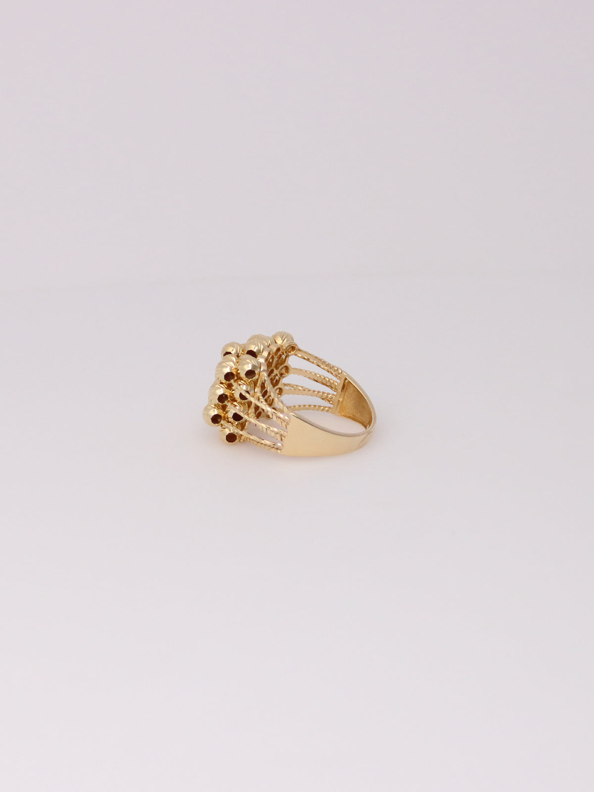 14K Yellow Gold Moon Bead Ring