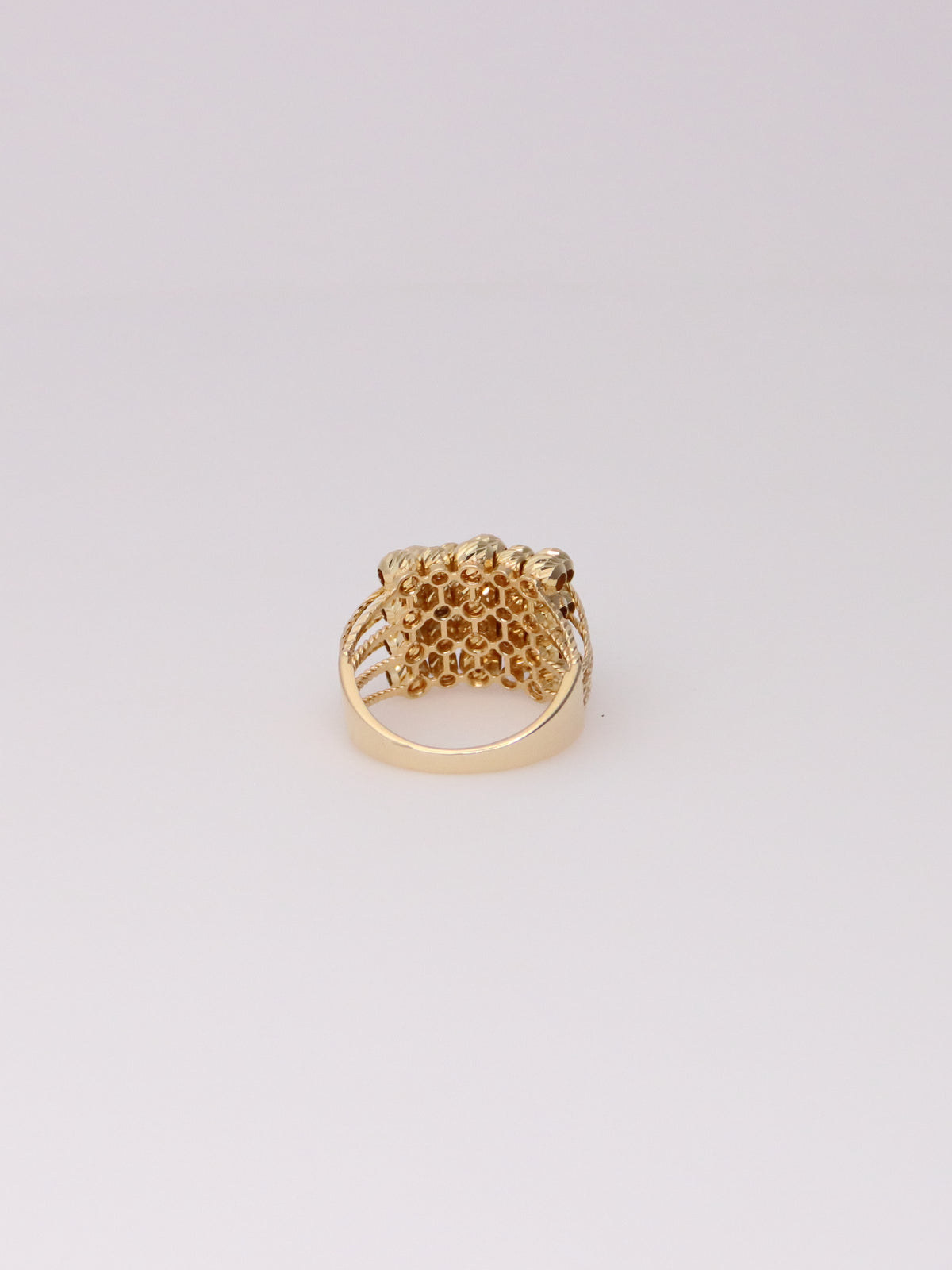 14K Yellow Gold Moon Bead Ring