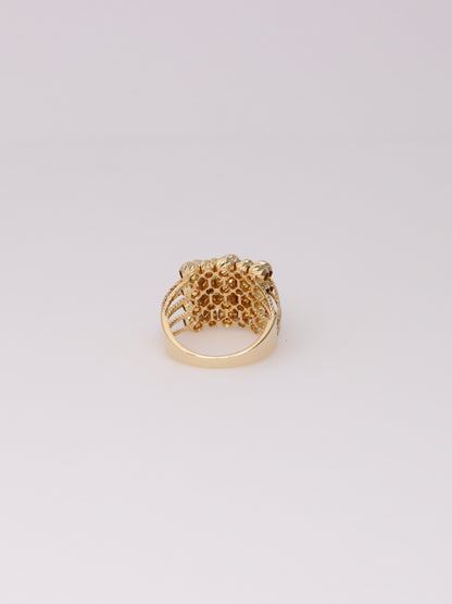 14K Yellow Gold Moon Bead Ring