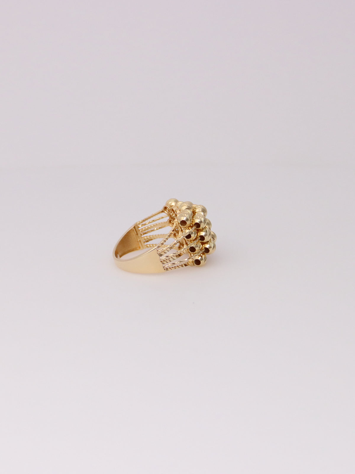 14K Yellow Gold Moon Bead Ring