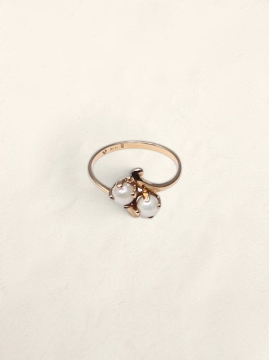 10K Double Pearl Ring