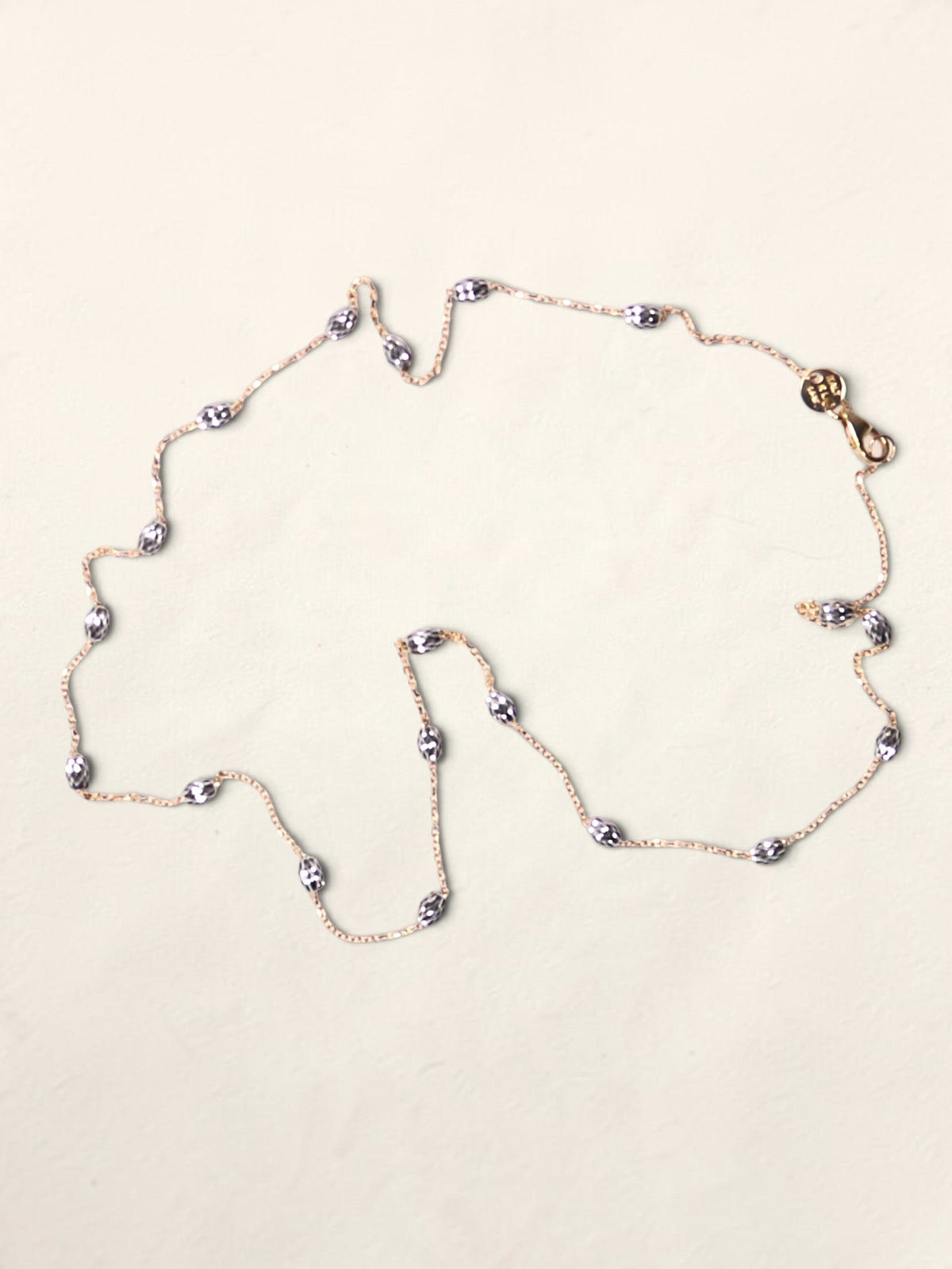 14K Two-Tone Textured Saturn Bead Necklace