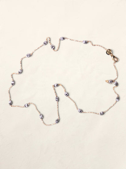 14K Two-Tone Textured Saturn Bead Necklace
