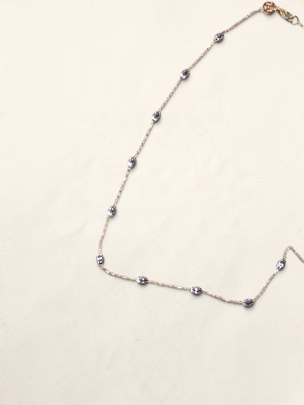 14K Two-Tone Textured Saturn Bead Necklace