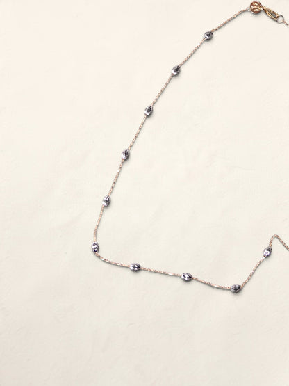 14K Two-Tone Textured Saturn Bead Necklace