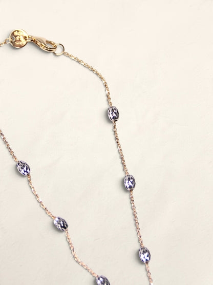 14K Two-Tone Textured Saturn Bead Necklace