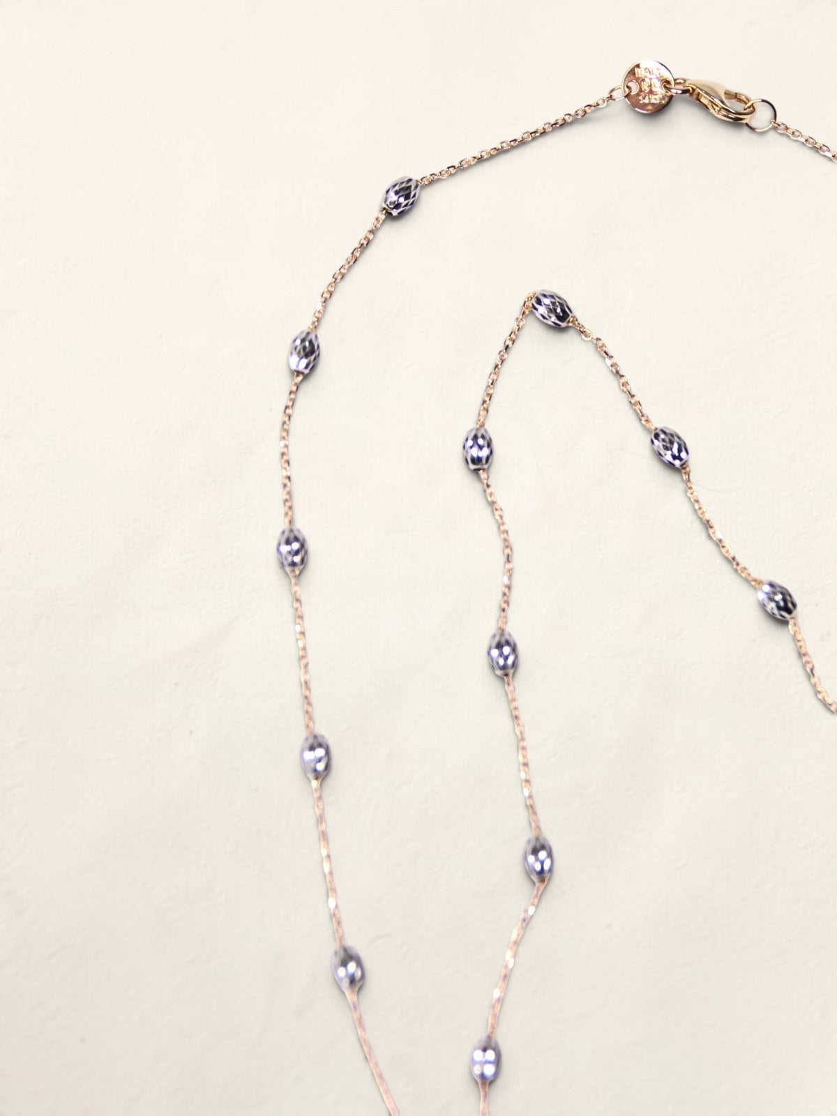 14K Two-Tone Textured Saturn Bead Necklace