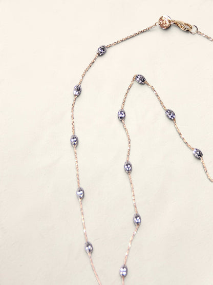 14K Two-Tone Textured Saturn Bead Necklace