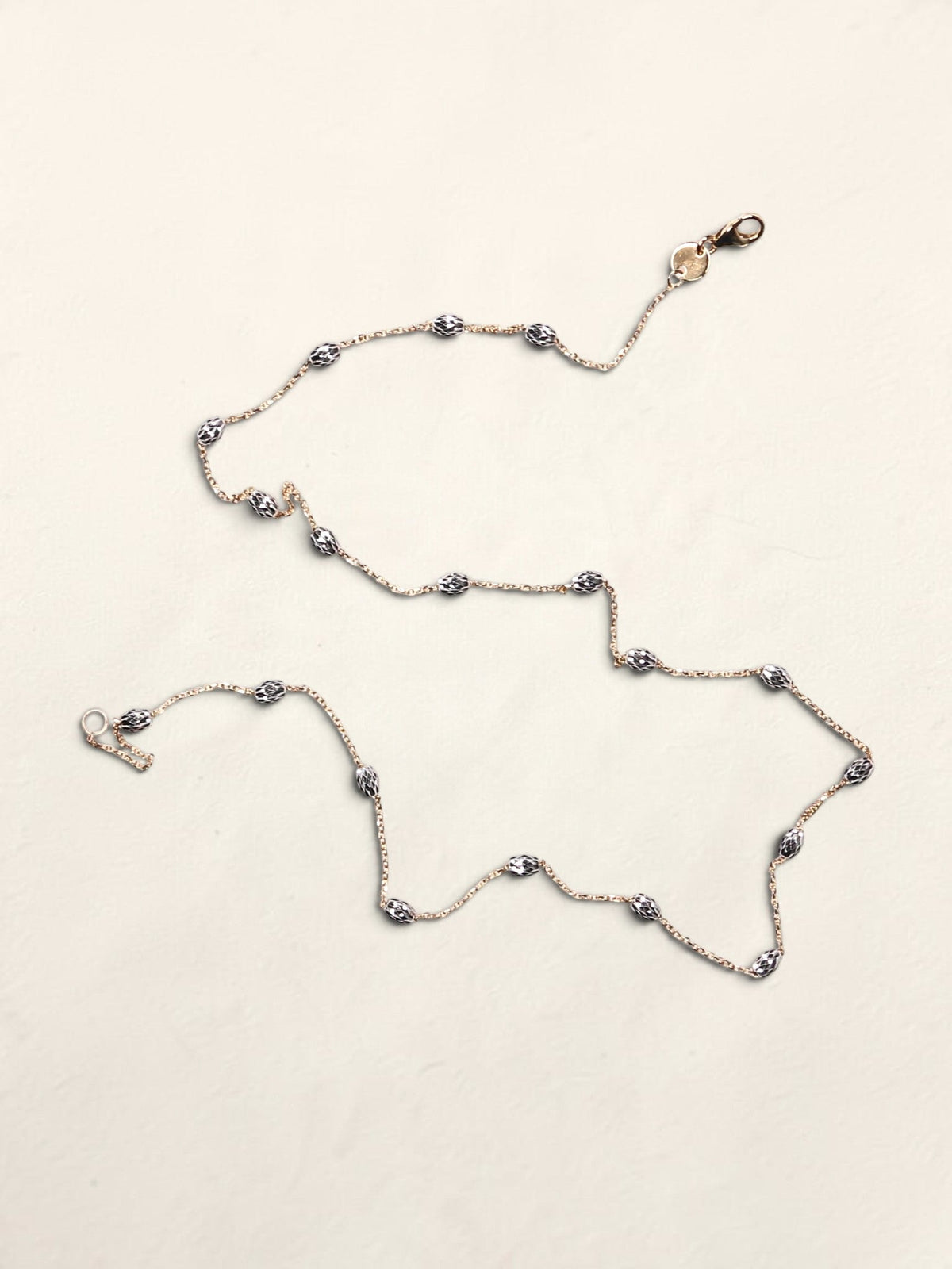 14K Two-Tone Textured Saturn Bead Necklace
