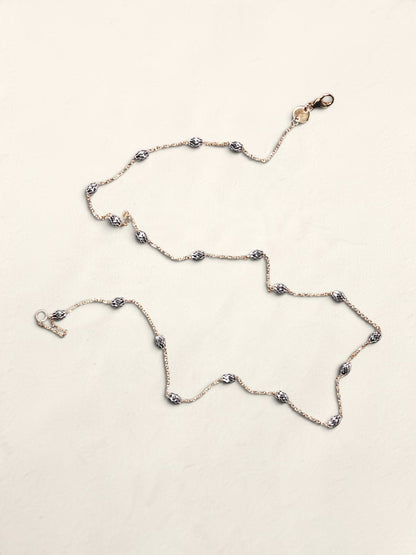14K Two-Tone Textured Saturn Bead Necklace