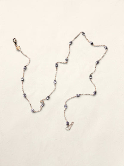 14K Two-Tone Textured Saturn Bead Necklace