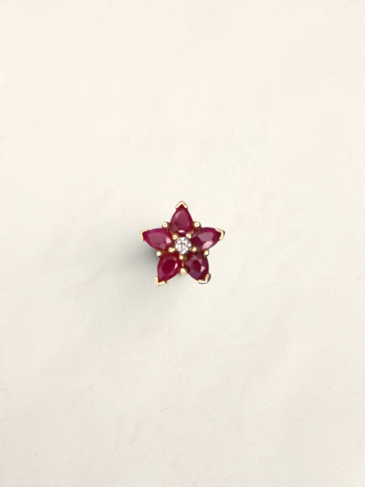 10K Yellow Gold Ruby and Diamond Star Pendant