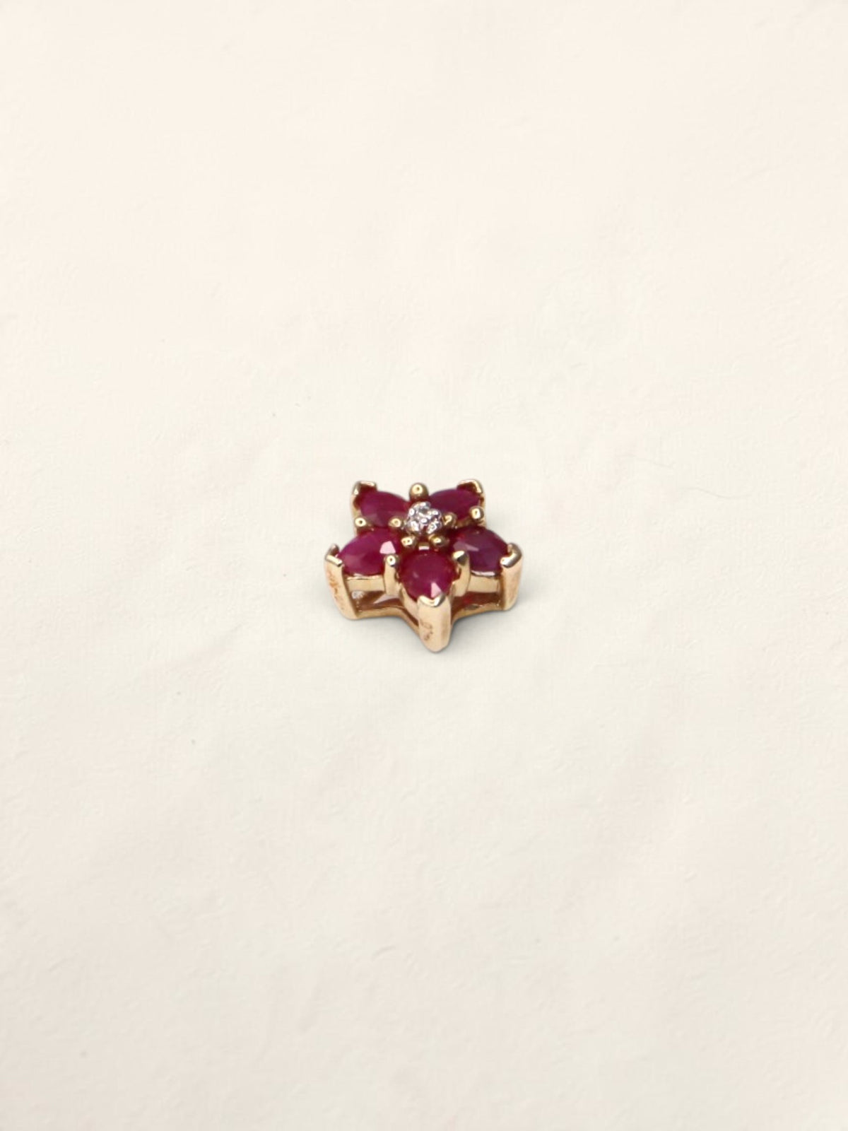 10K Yellow Gold Ruby and Diamond Star Pendant