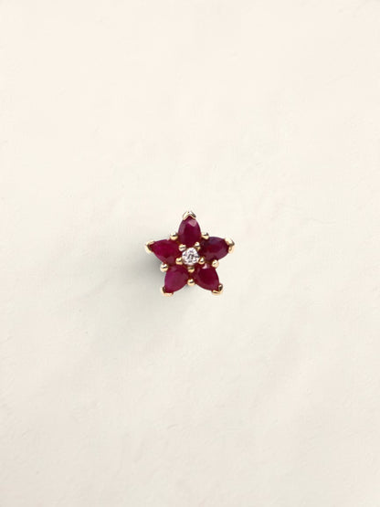 10K Yellow Gold Ruby and Diamond Star Pendant