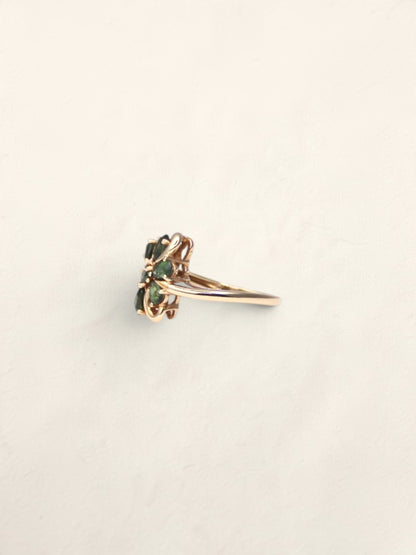 14K Yellow Gold Green Sapphire Cluster Ring