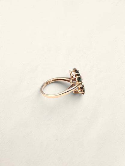 14K Yellow Gold Green Sapphire Cluster Ring