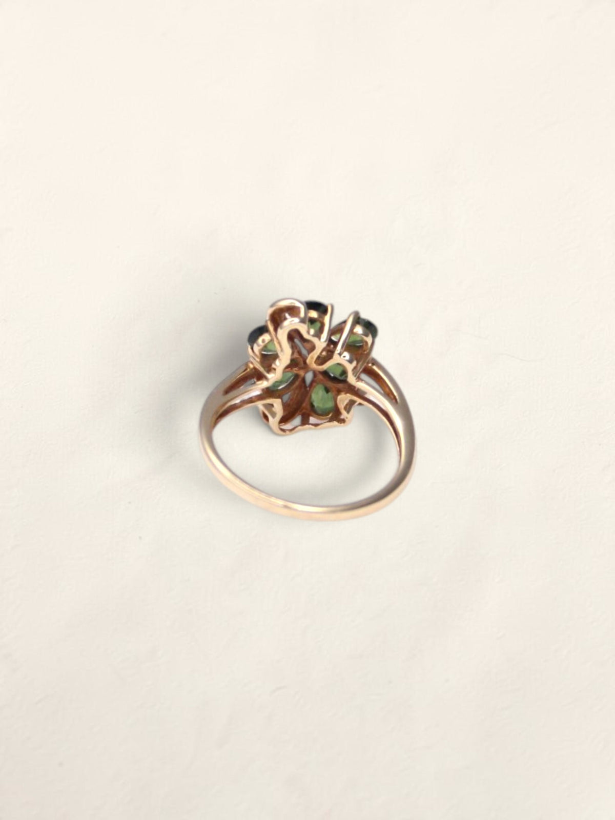 14K Yellow Gold Green Sapphire Cluster Ring