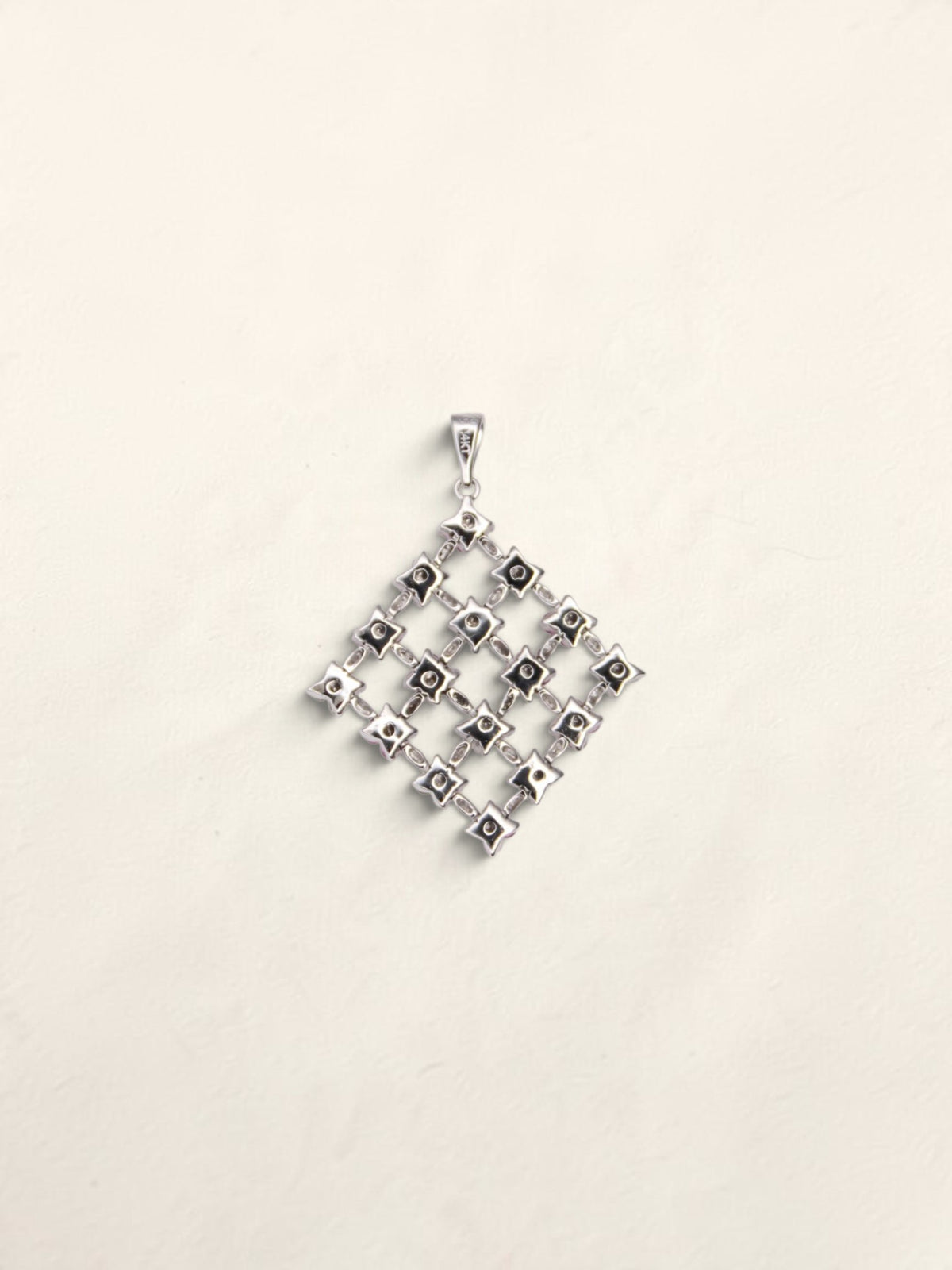 14K White Gold Pink Sapphire and Diamond Mesh Pendant