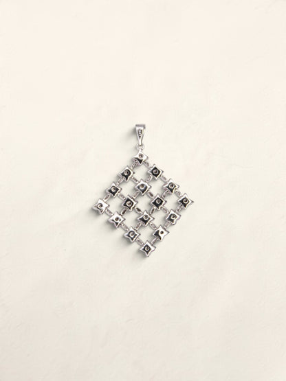 14K White Gold Pink Sapphire and Diamond Mesh Pendant