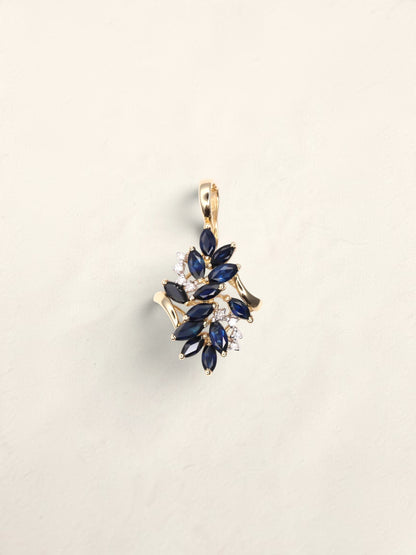 14K Yellow Gold Sapphire and Diamond Pendant