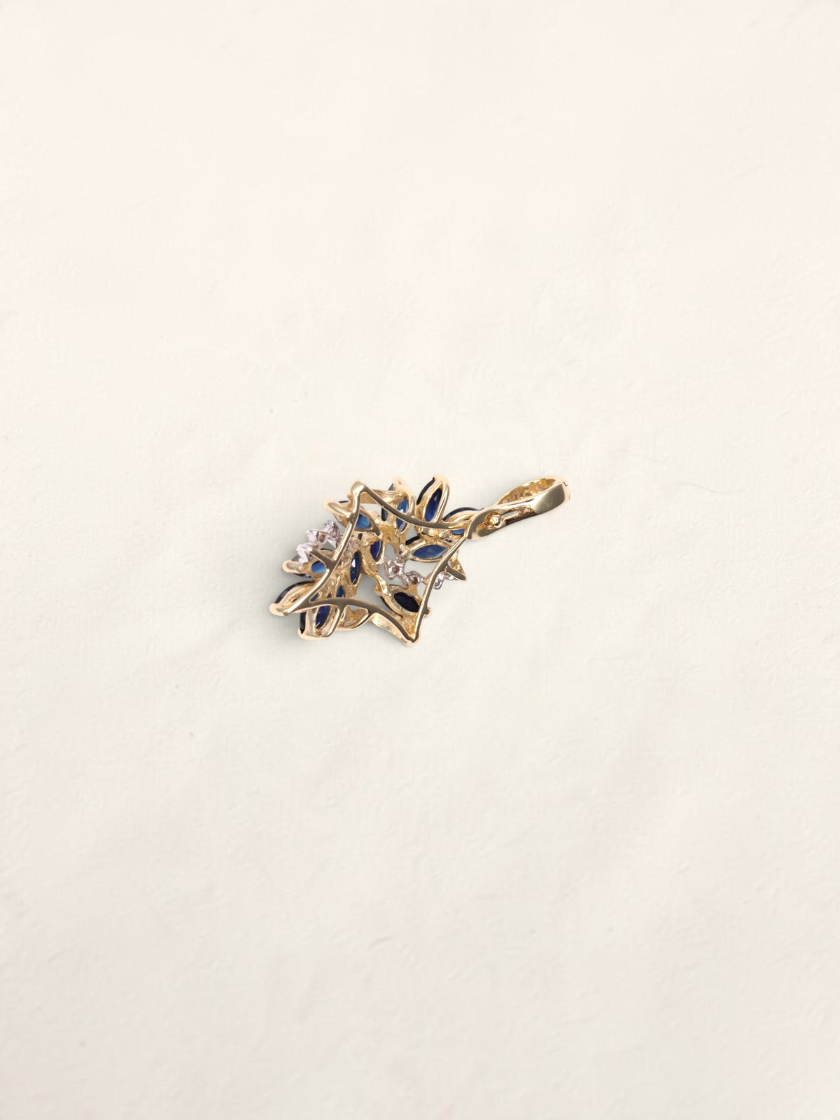 14K Yellow Gold Sapphire and Diamond Pendant