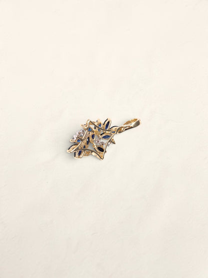 14K Yellow Gold Sapphire and Diamond Pendant