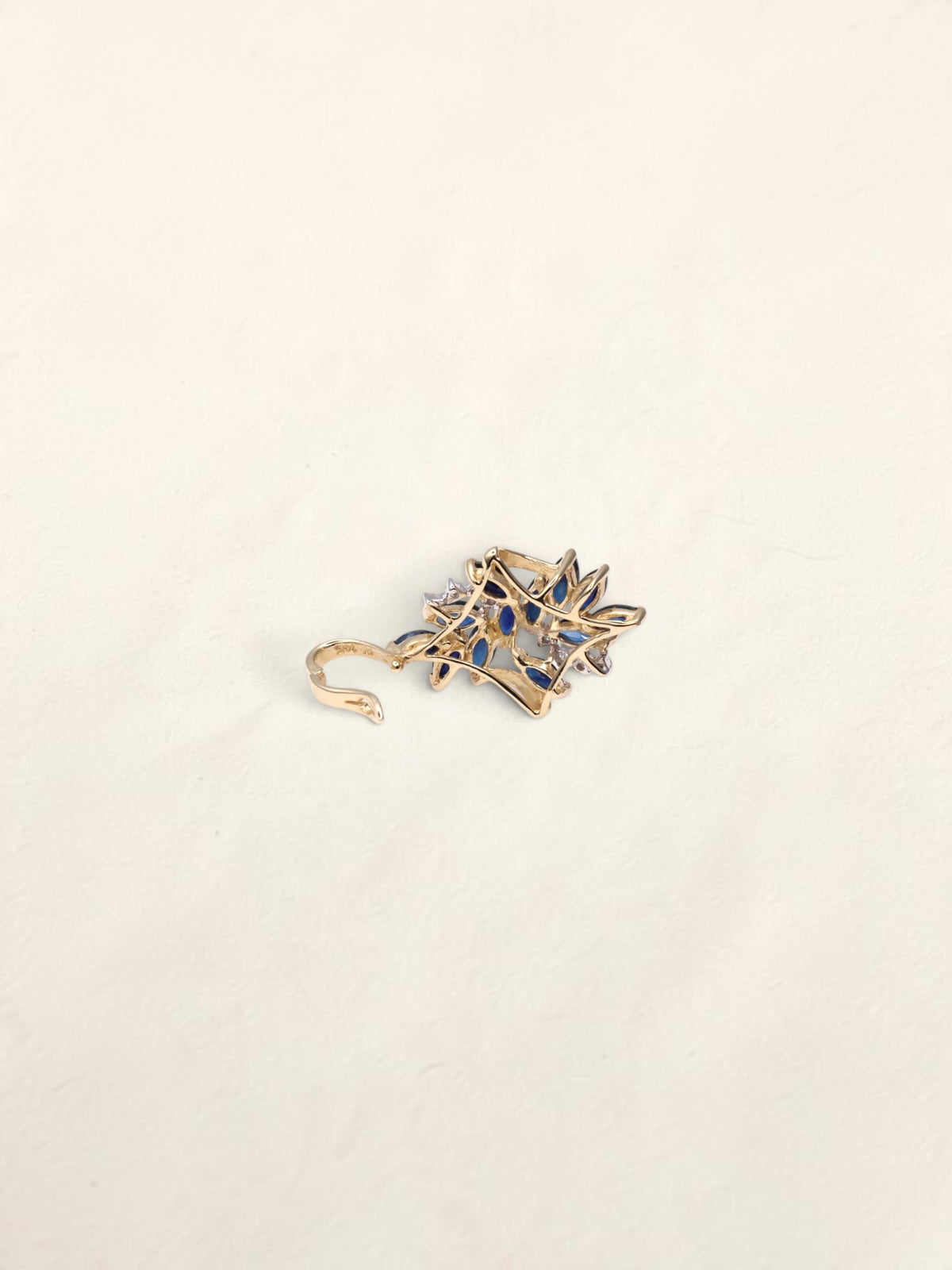 14K Yellow Gold Sapphire and Diamond Pendant