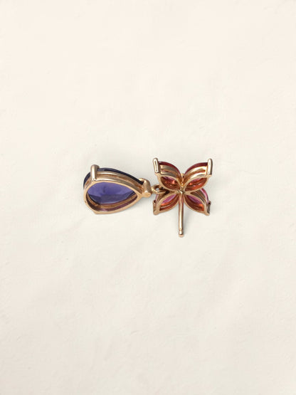 14K Yellow Gold Gemstone Flower Earrings