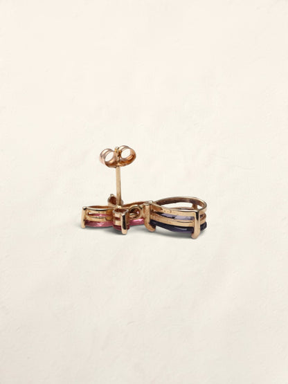 14K Yellow Gold Gemstone Flower Earrings