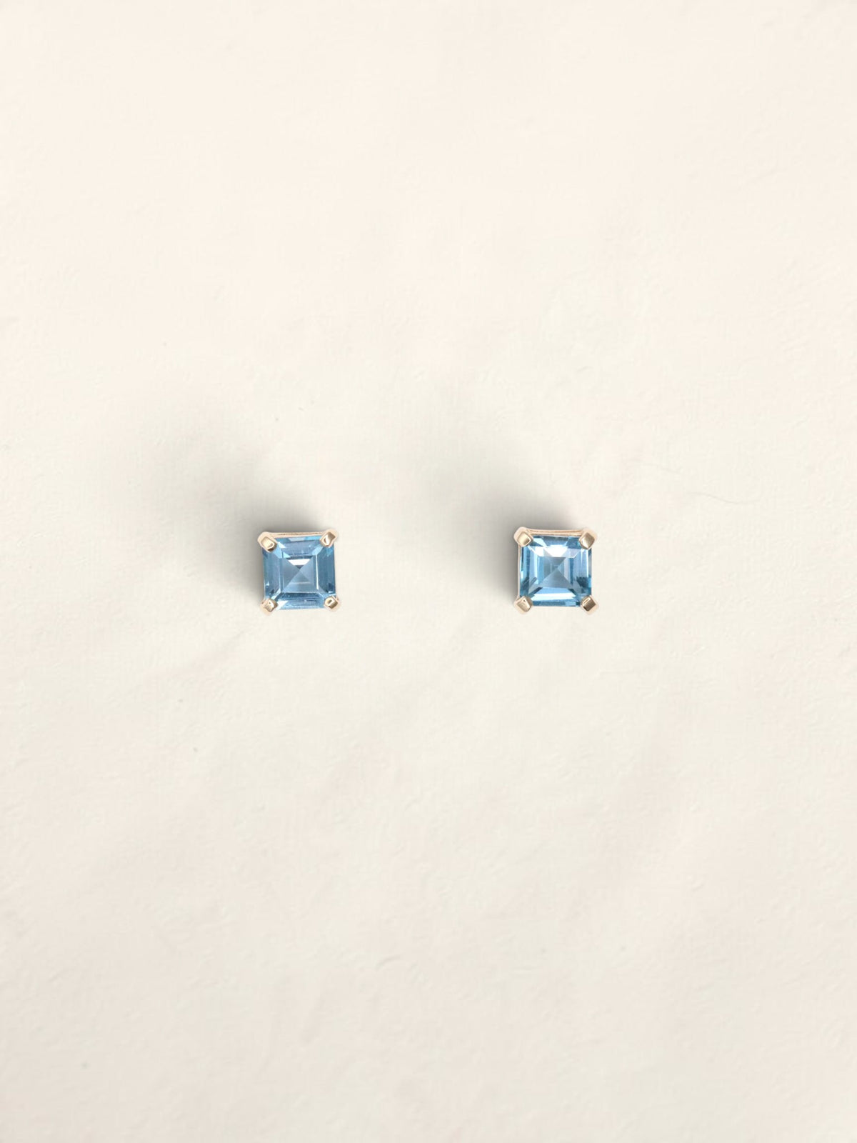 14K Yellow Gold Blue Topaz Studs