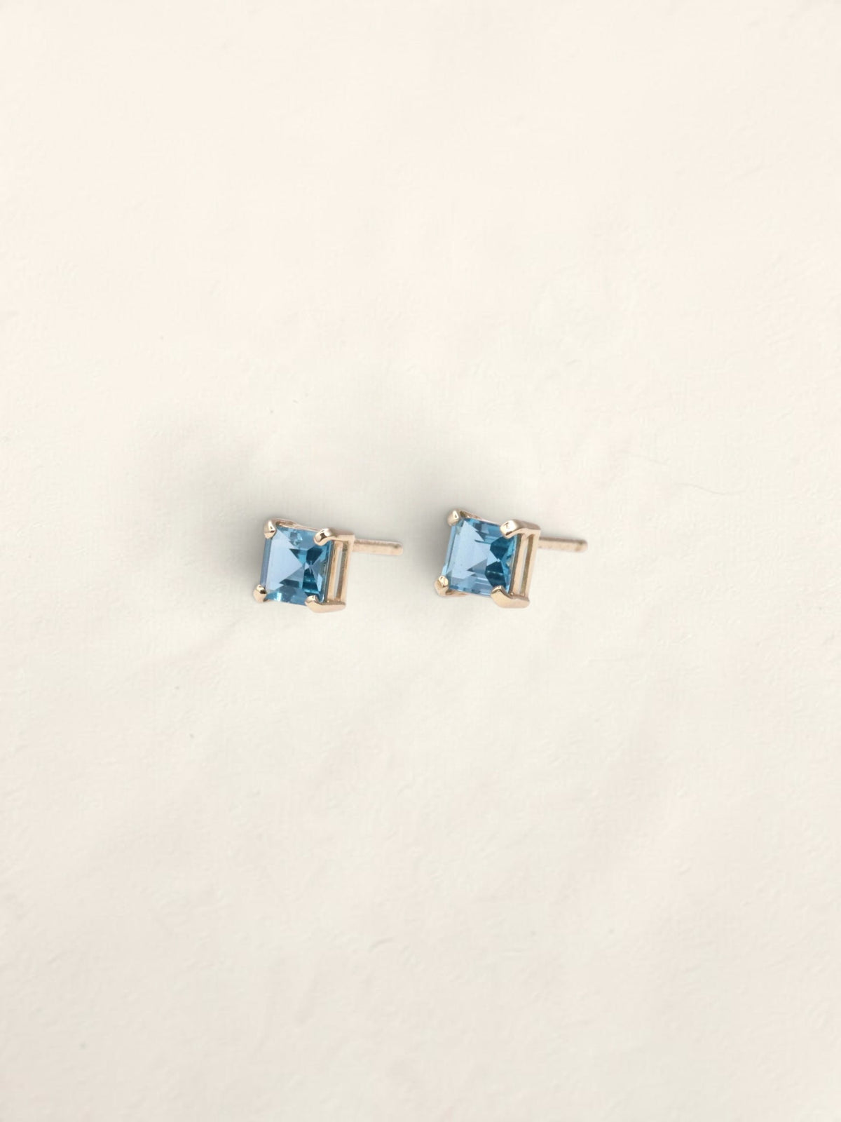 14K Yellow Gold Blue Topaz Studs