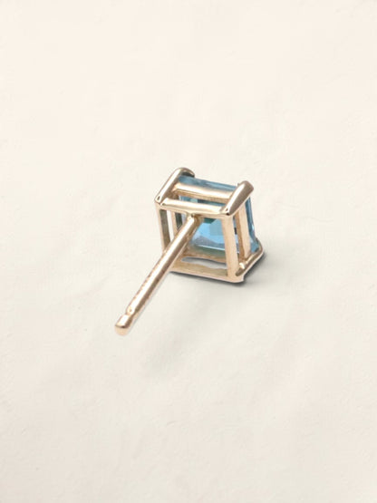 14K Yellow Gold Blue Topaz Studs