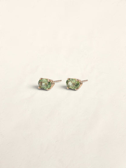14K Yellow Gold Green Sapphire Studs