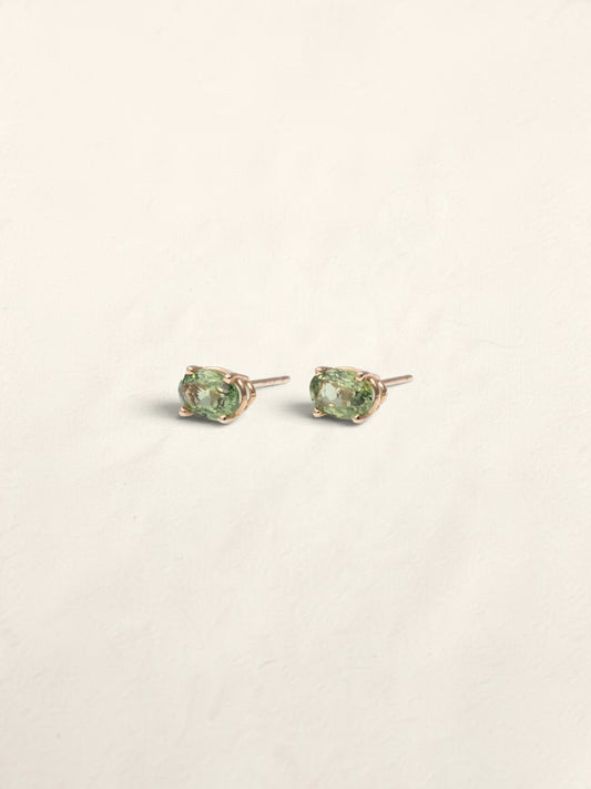 14K Yellow Gold Green Sapphire Studs