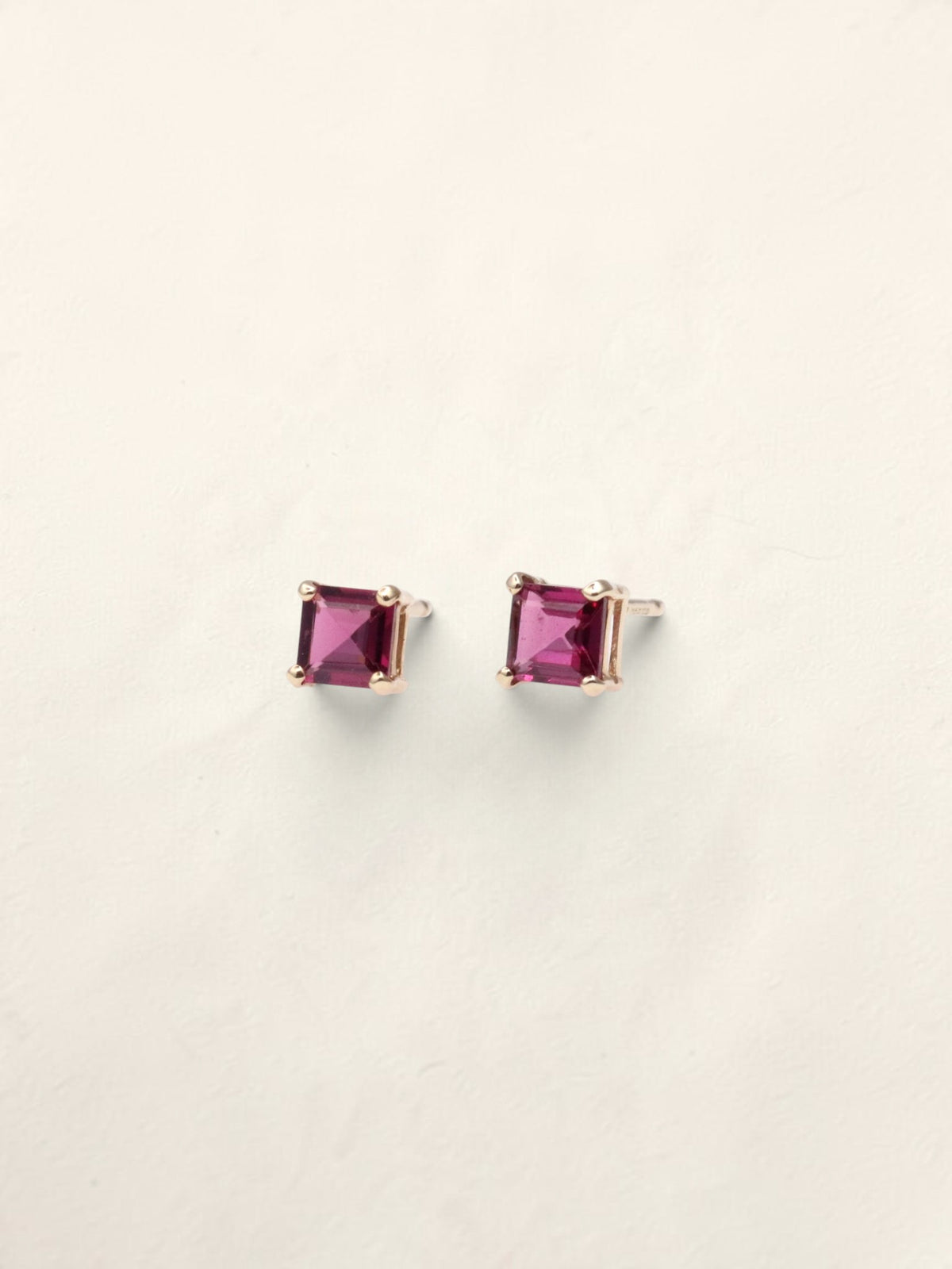 14K Yellow Gold Pink Tourmaline Studs