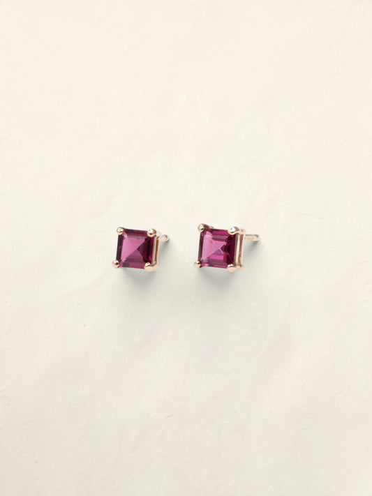 14K Yellow Gold Pink Tourmaline Studs