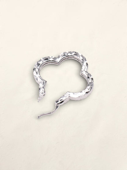 18K White Gold Clover Hoops