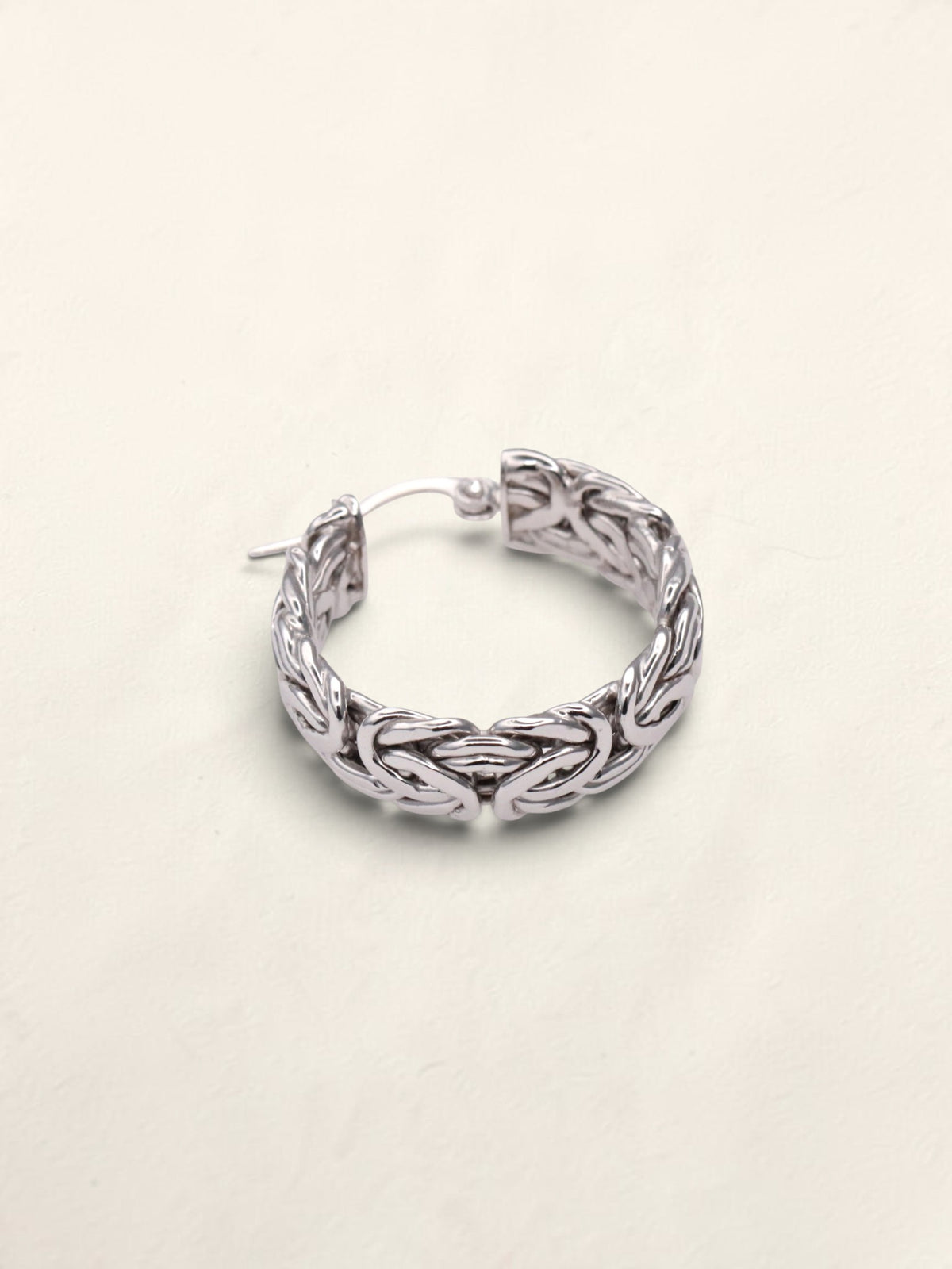 14K White Gold Byzantine Hoops