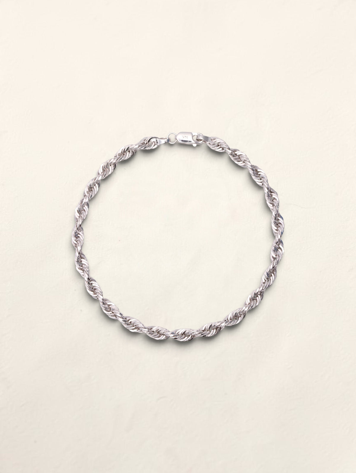 14K White Gold Rope Bracelet