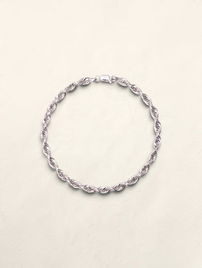 14K White Gold Rope Bracelet